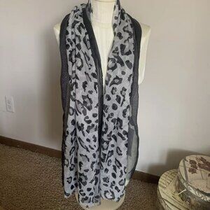 Bindya Leopard Black & Silver length 70” Scarf Shawl Wrap
